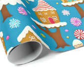 Een grillig kerst peperkoek huis patroon cadeaupapier (Rol Hoek)