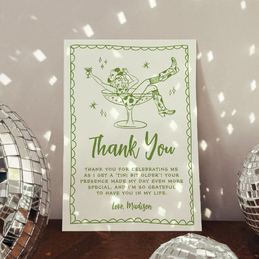 Een grillig klein beetje ouder groen verjaardagsfe bedankkaart