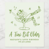 Een grillig klein beetje ouder groen verjaardagsfe wijn etiket (Enkel label)