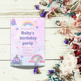 Een grillig, sprookjesachtig kasteel en eenhoorn n kaart