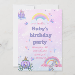 Een grillig, sprookjesachtig kasteel en eenhoorn n kaart