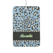 Een grillige blauwe Leopard print met bloemenaccen Luchtverfrisser (Voorkant)