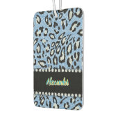Een grillige blauwe Leopard print met bloemenaccen Luchtverfrisser (Links)