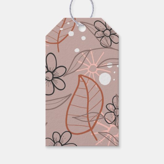Een grillige bloem en bladeren Print Cadeaulabel (Voorkant)