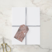Een grillige bloem en bladeren Print Cadeaulabel (Met Touw)