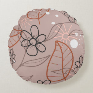 Een grillige bloem en bladeren Print Rond Kussen