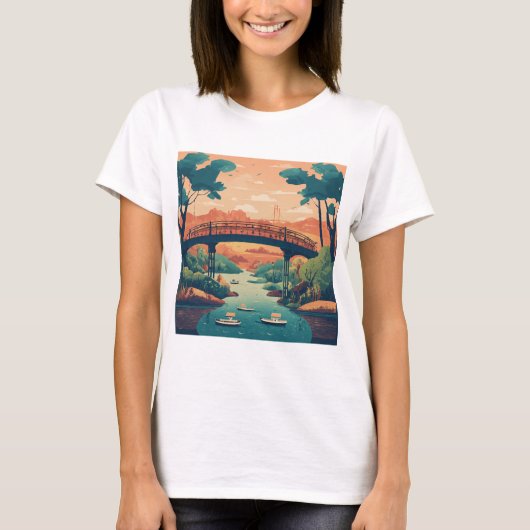 Een grillige brug over de rivier t-shirt (Voorkant)