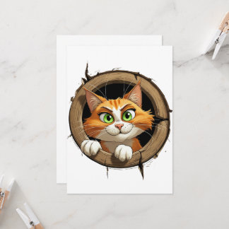 Een grillige Cartoon met felgroene ogen Pee Kaart