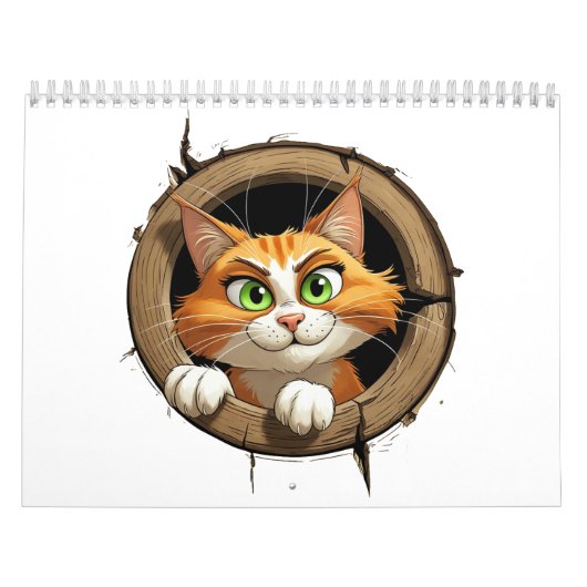 Een grillige Cartoon met felgroene ogen Pee Kalender (Hoes)