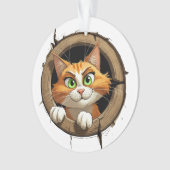 Een grillige Cartoon met felgroene ogen Pee Ornament (voorkant)