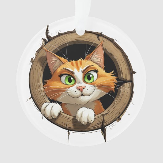 Een grillige Cartoon met felgroene ogen Pee Ornament (voorkant)