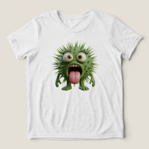 Een grillige cartoon van een groen stekelig wezen Tri-Blend shirt