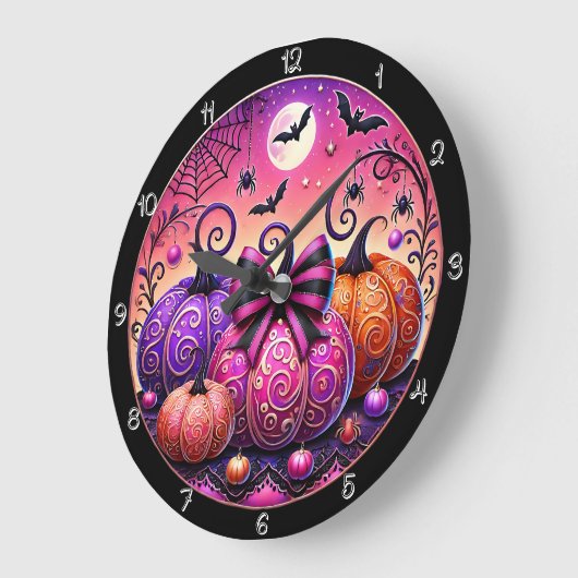 Een grillige en spookachtige roze pompoen grote klok (Hoek)