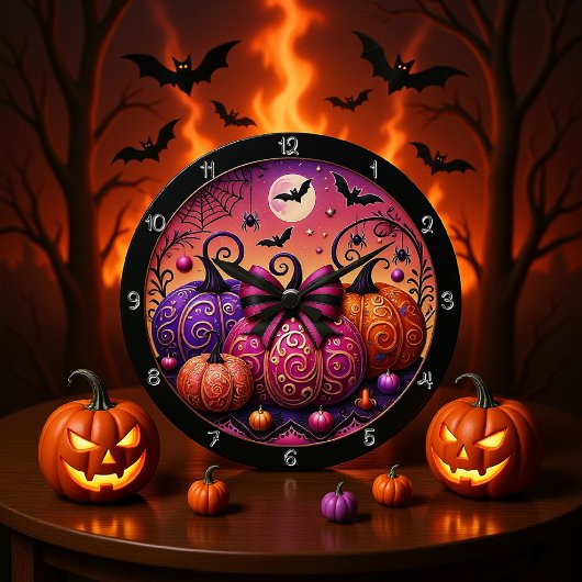 Een grillige en spookachtige roze pompoen grote klok