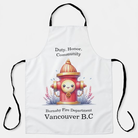 Een grillige hydrant in een levendige tuin schort (Voorkant)