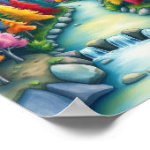 Een grillige Mountain Valley scene Poster (Hoek)