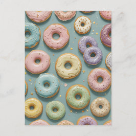Een grillige pastel donut droom feestdagenkaart