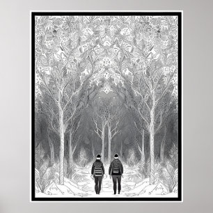 Een grillige reis door het betoverde bos poster