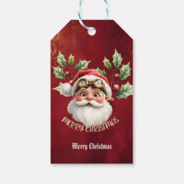 Een grillige steampunk Kerstman Cadeaulabel