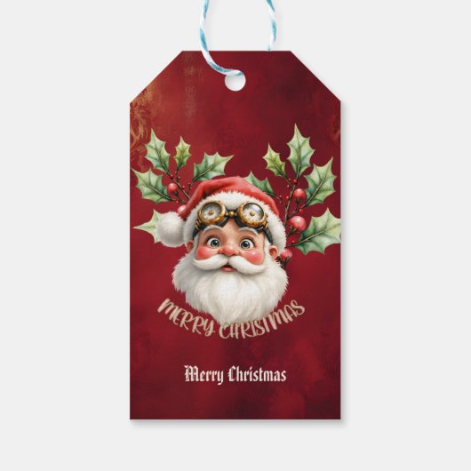 Een grillige steampunk Kerstman Cadeaulabel (Achterkant)