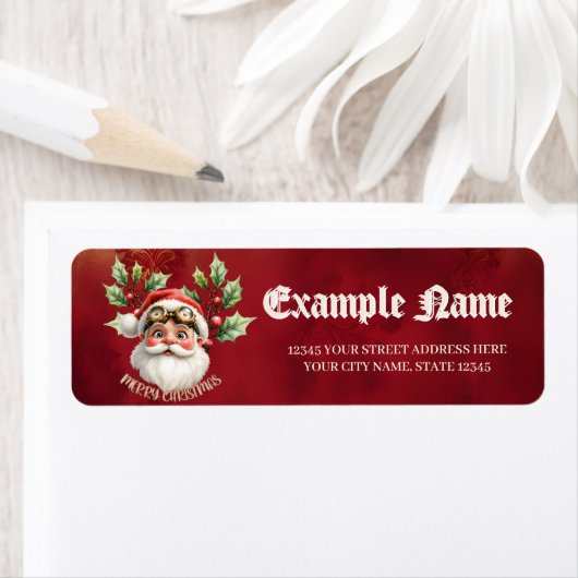 Een grillige steampunk Kerstman Etiket (Insitu)