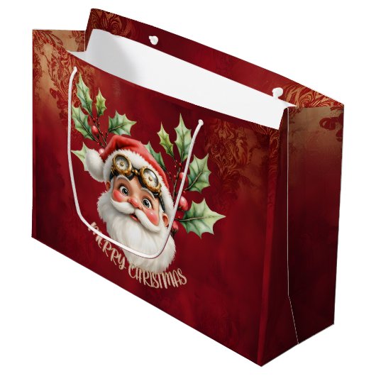 Een grillige steampunk Kerstman Groot Cadeauzakje (Voorkant Gekanteld)