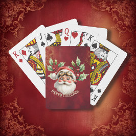 Een grillige steampunk Kerstman Pokerkaarten