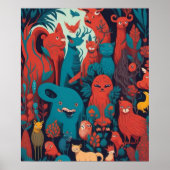 Een grillige stijl stripfiguren poster (Voorkant)