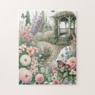 Een grillige tuinpuzzel legpuzzel