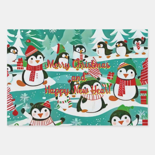 Een grillige winterscène kenmerkt een levendig dor inpakpapier vel (Voorkant 3)