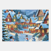 Een grillige winterscène kenmerkt een levendig dor inpakpapier vel (Voorkant 2)