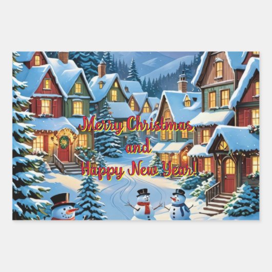 Een grillige winterscène kenmerkt een levendig dor inpakpapier vel (Voorkant 2)