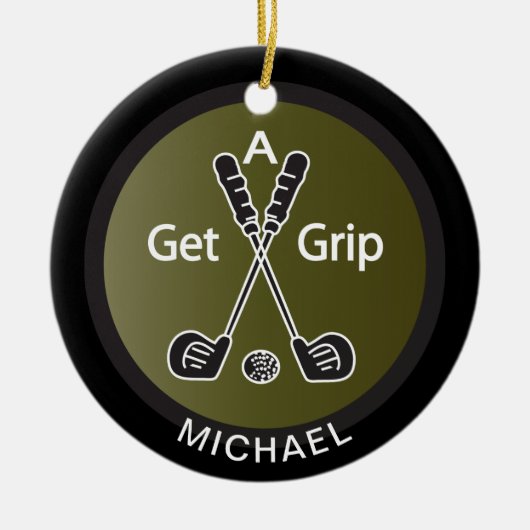 Een grip Golf Keramisch Ornament (Voorkant)