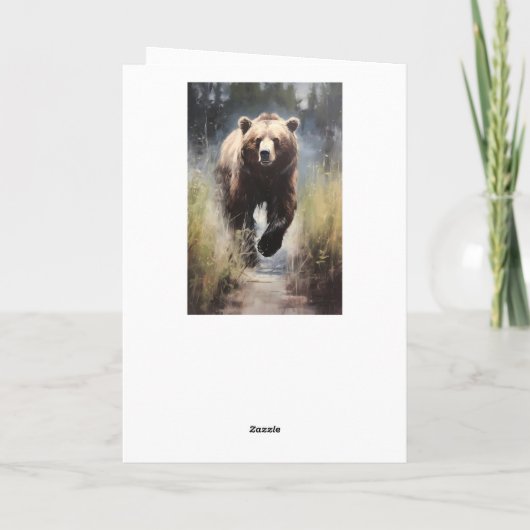 Een Grizzly Beer Happy Birthday naam Kaart (Achterkant)