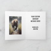 Een Grizzly Beer Happy Birthday naam Kaart (Binnen)
