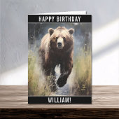 Een Grizzly Beer Happy Birthday naam Kaart