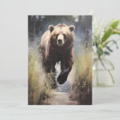 Een Grizzly Beer jacht langs de Creek Feestdagenkaart (Staand voorkant)