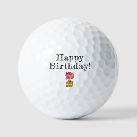 een groen cadeau met ballonnen waterverf illustrat golfballen (Voorkant)
