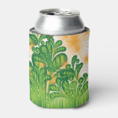 Een groen en goud artistiek patroon met een boom blikjeskoeler (Blikje Voorkant)