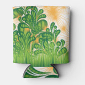 Een groen en goud artistiek patroon met een boom blikjeskoeler (Voorkant)