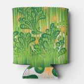 Een groen en goud artistiek patroon met een boom blikjeskoeler (Achterkant)