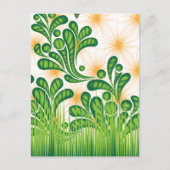 Een groen en goud artistiek patroon met een boom briefkaart (Voorkant)