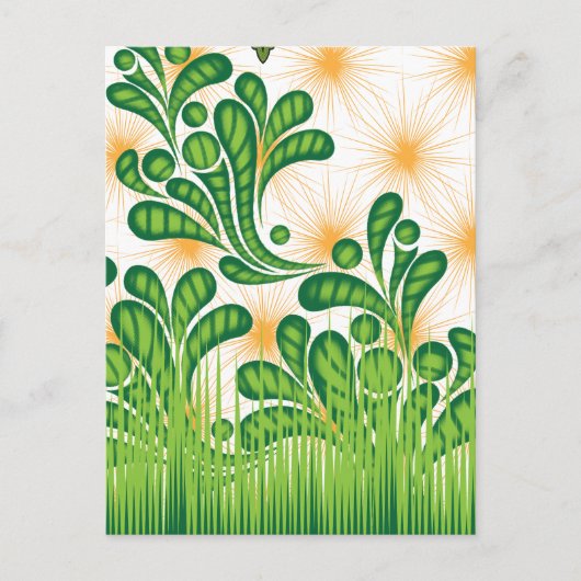 Een groen en goud artistiek patroon met een boom briefkaart (Voorkant)