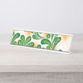 Een groen en goud artistiek patroon met een boom bureau naambordje (Voorkant)