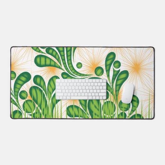 Een groen en goud artistiek patroon met een boom bureaumat (Keyboard & Muis)