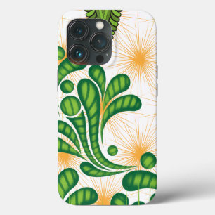 Een groen en goud artistiek patroon met een boom Case-Mate iPhone case