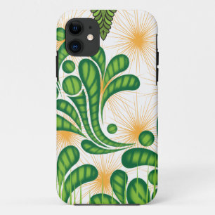 Een groen en goud artistiek patroon met een boom Case-Mate iPhone case
