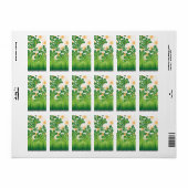 Een groen en goud artistiek patroon met een boom etiket (Full Sheet)