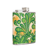 Een groen en goud artistiek patroon met een boom heupfles (Rechts)