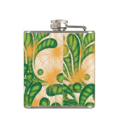 Een groen en goud artistiek patroon met een boom heupfles (Achterkant)